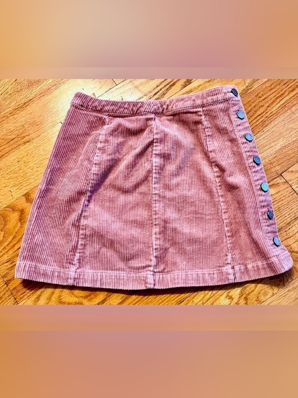 Forever 21 Pink Corduroy Side Button A Line Wrap Mini Skirt Coquette Girl Small